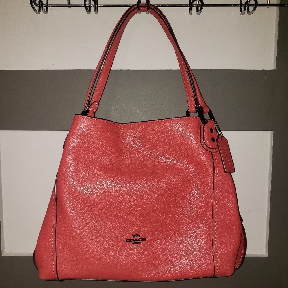 Coach Edie Washed Red Leather Shoulder Bag used for one week too large for me.